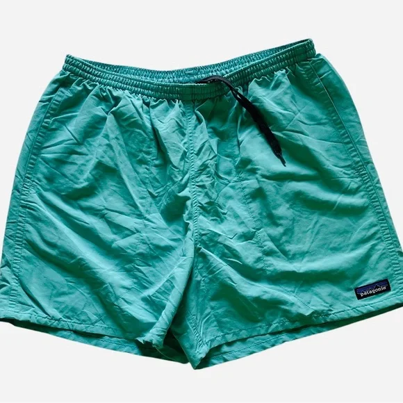 Patagonia Swimming Shorts Men Large Blue Teal Outdoor Lined Baggies 4” Inseam - Picture 2 of 6